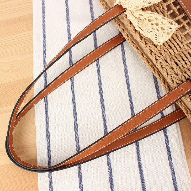Elegant Braided Raffia Bag with Leather Accent Stornfield