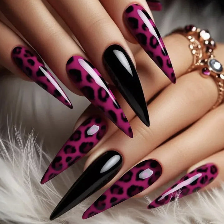 Fierce Leopard Print Stiletto Nail Extensions Stornfield