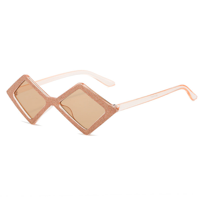 Ladies futuristic, geometric sunglasses with glittering frame Stornfield