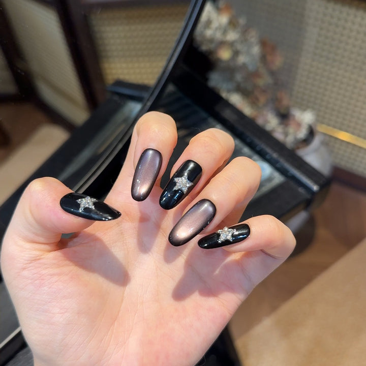 Glamorous Press-On Nail Enhancements with Rhinestone Accents Stornfield