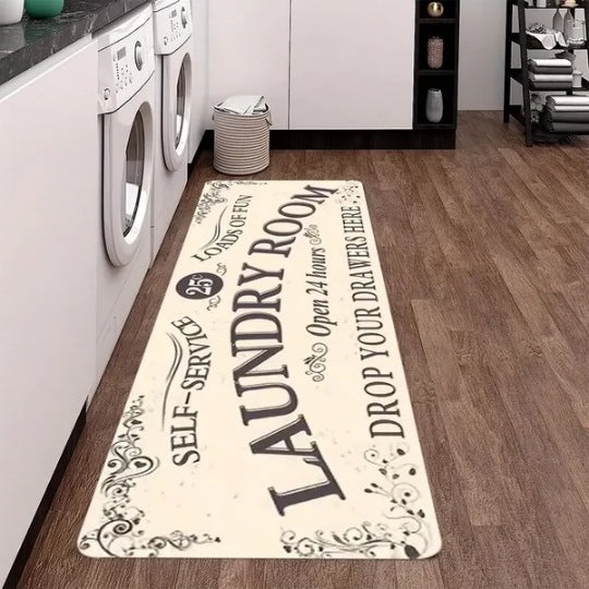 Vintage-Inspired Laundry Room Area Mat Stornfield