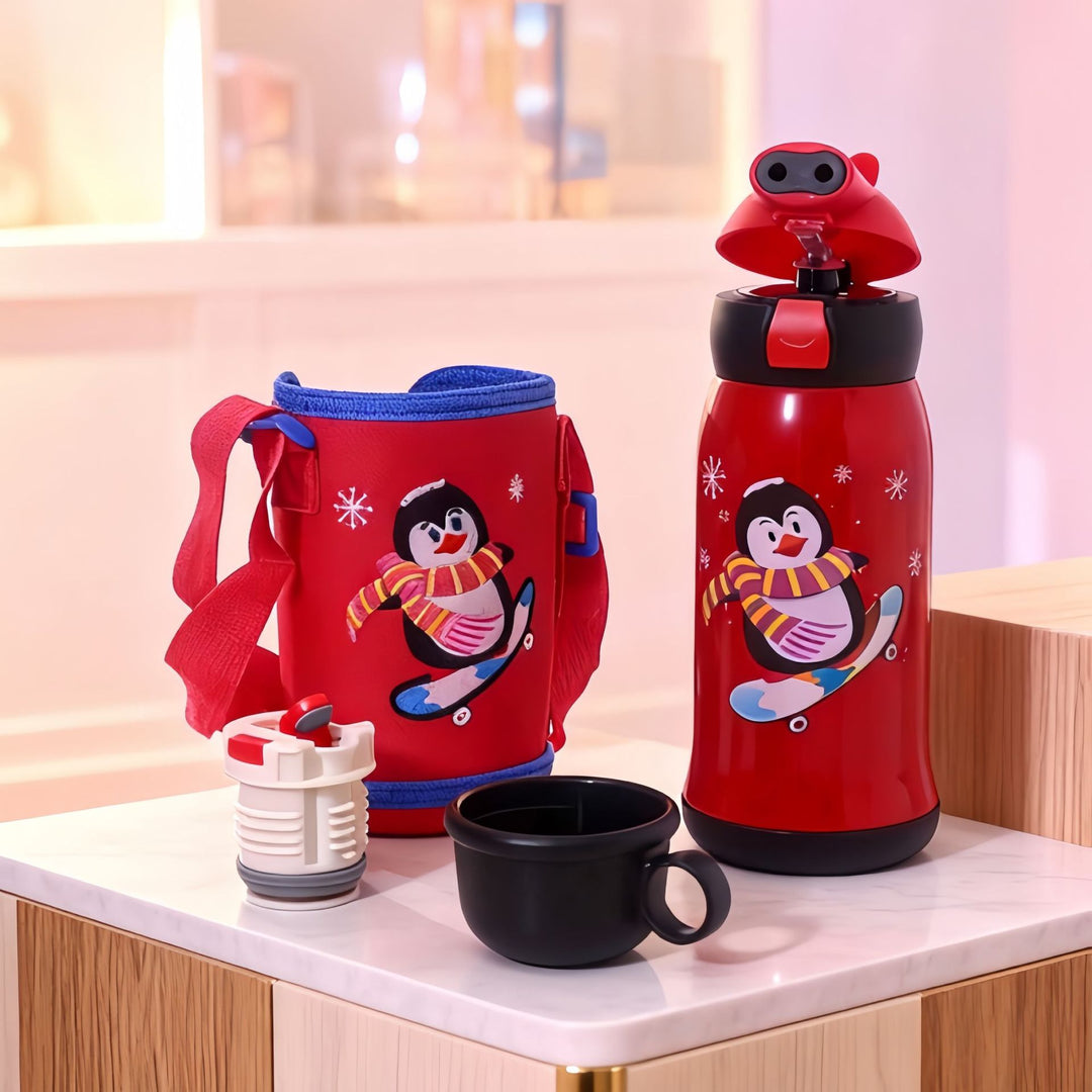 Women's Insulated Water Bottle with Practical Carry Strap and Animal Design Stornfield