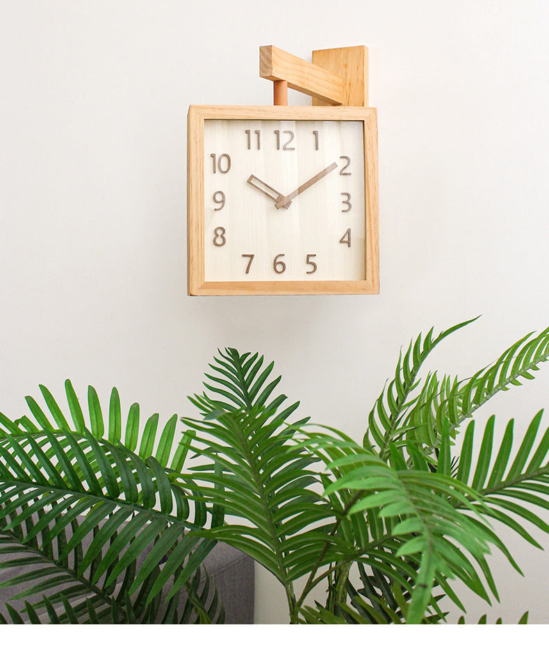 Stornfield | Two-Sided Corner Wall Wooden Analog Clock