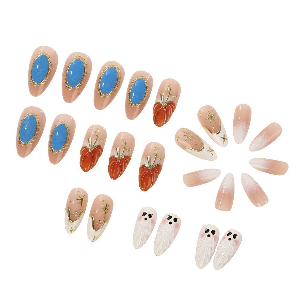 Creative artificial nails with autumn design and detailed accents Stornfield