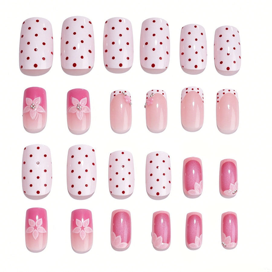 Acrylic nail set with romantic flower design Stornfield