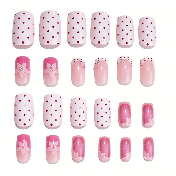 Acrylic nail set with romantic flower design Stornfield