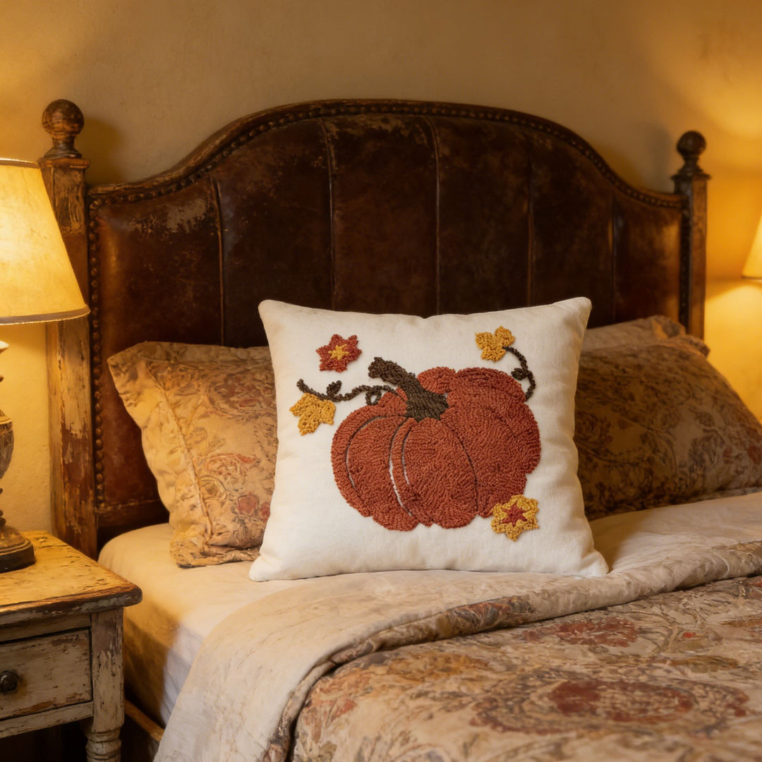 Artisan Pumpkin Embroidered Cushion