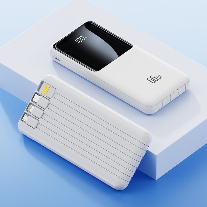 Portable power bank with integrated charging cables and LED battery status indicator Stornfield