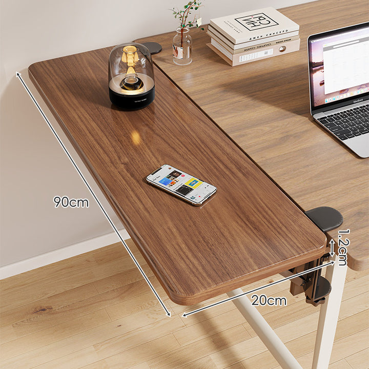 Clamp-On Adjustable Wooden Desk Side Shelf Extension with Foldable Bracket