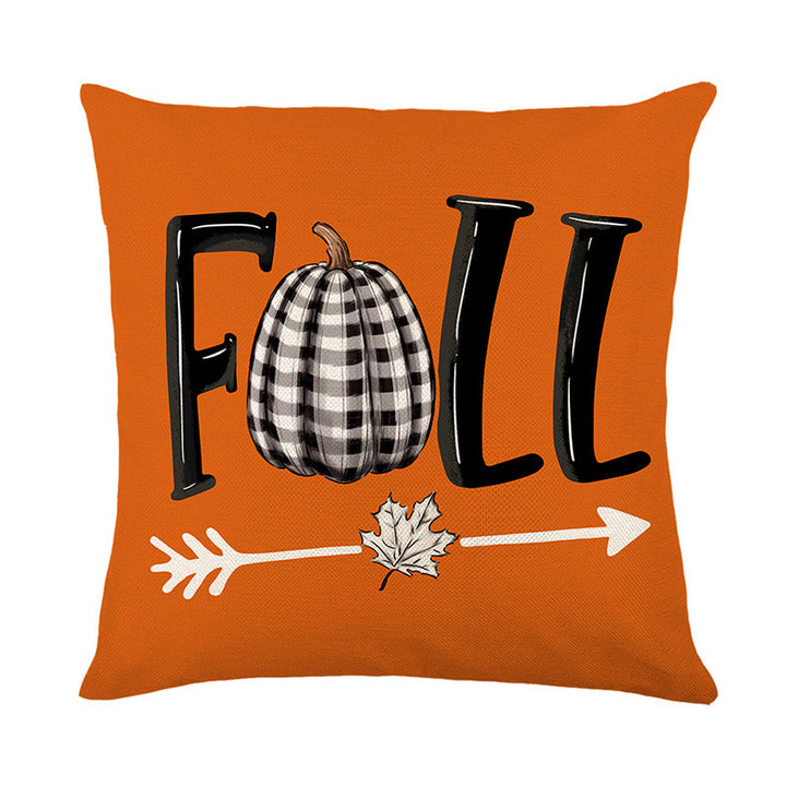 Decorative Throw Pillow Cover Autumn Pumpkin Thankful Buffalo Check Accent Case