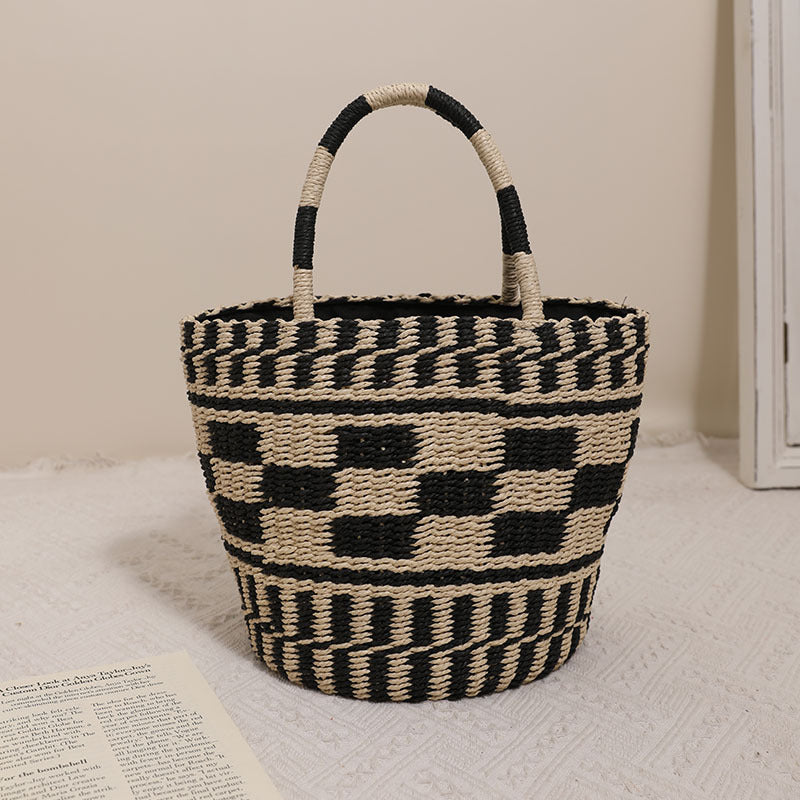 Handcrafted basket bag with modern geometric pattern Stornfield