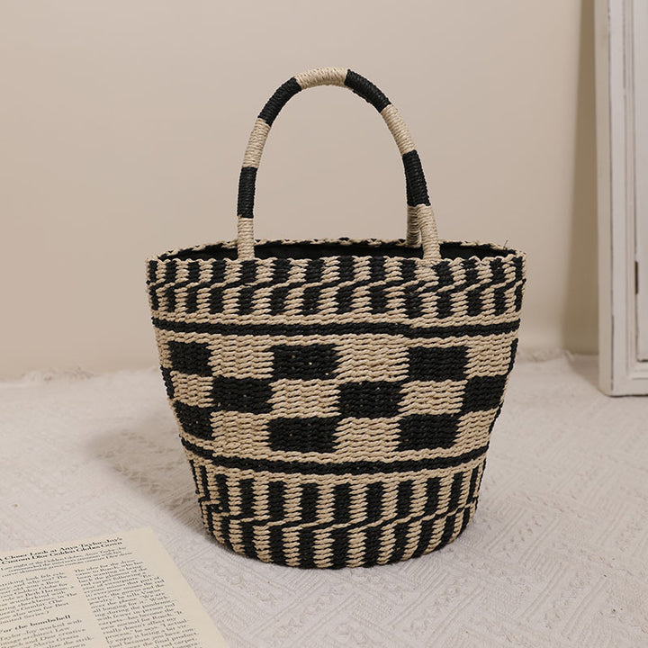 Handcrafted basket bag with modern geometric pattern Stornfield