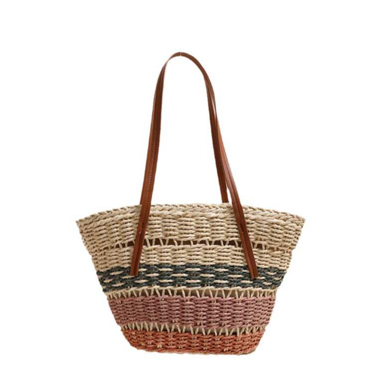 Stylish basket bag with sturdy leather handles Stornfield