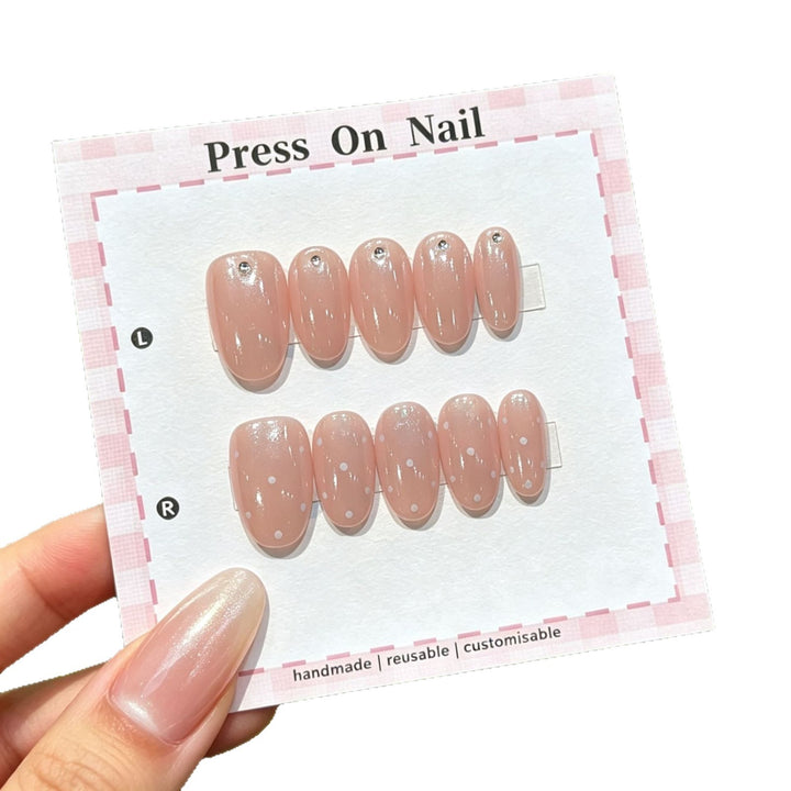 Decorative Press-On Nail Art Set with Crystal Accents