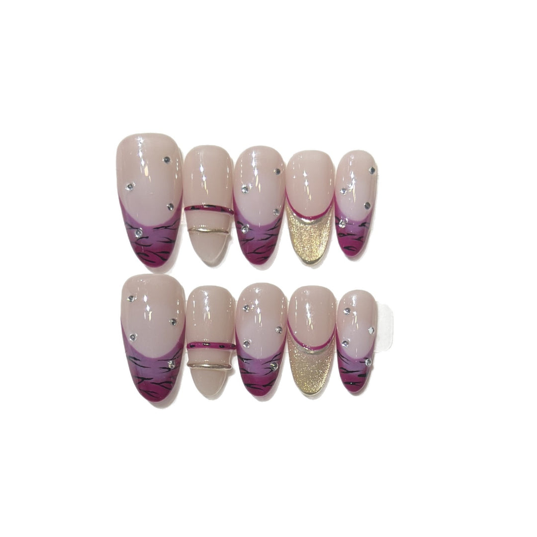 Artistic Stiletto Press-On Nail Set with Rhinestone Accents Stornfield