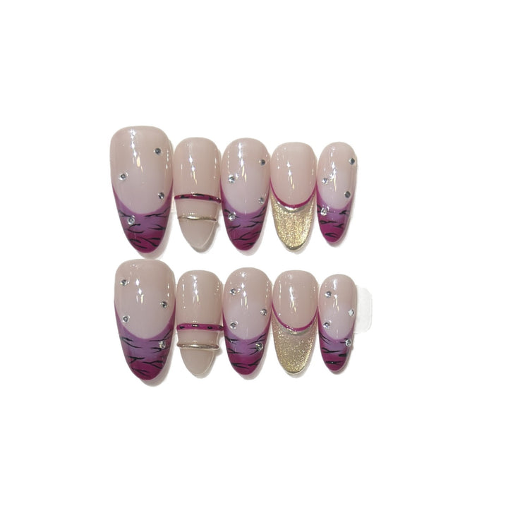 Artistic Stiletto Press-On Nail Set with Rhinestone Accents Stornfield