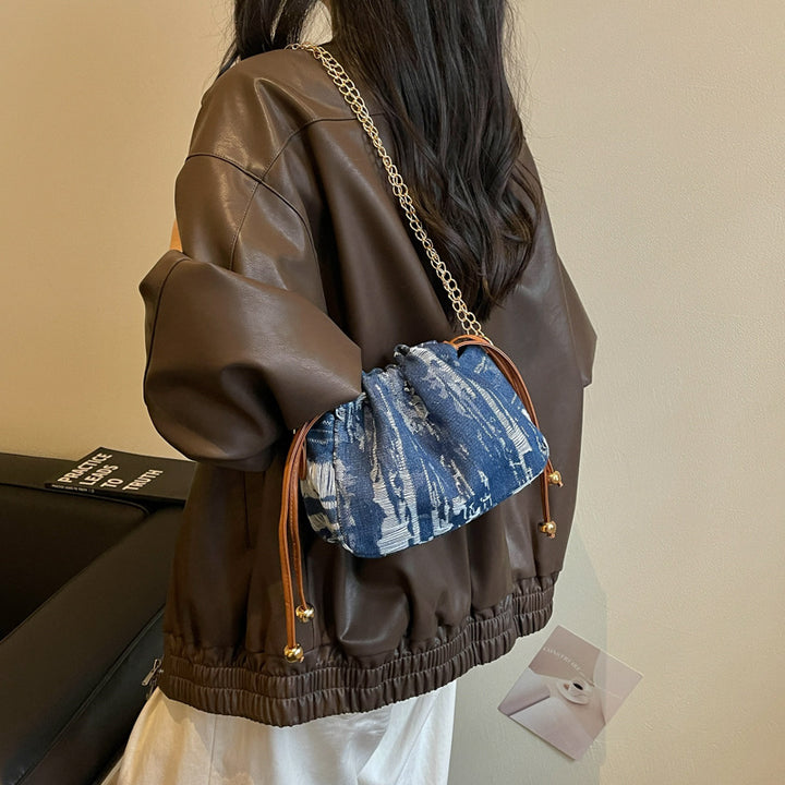 Artistic Textured Drawstring Handbag
