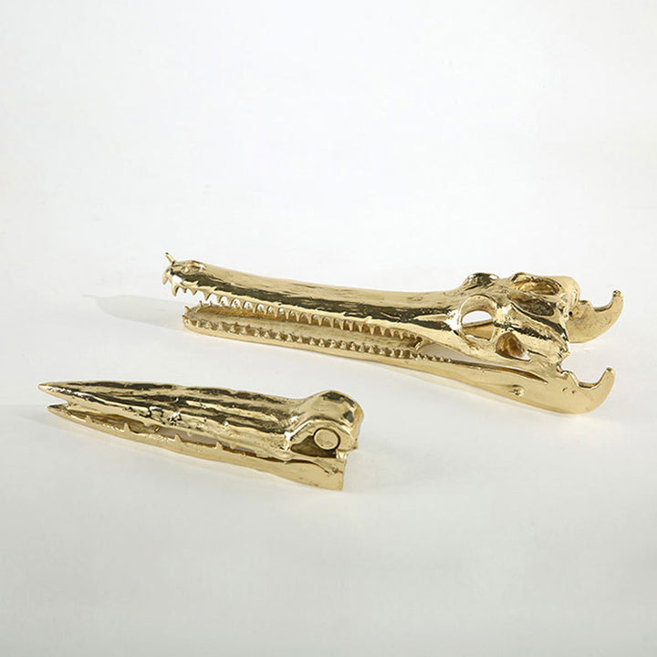 Luxurious Crocodile Skull Decorative Sculpture