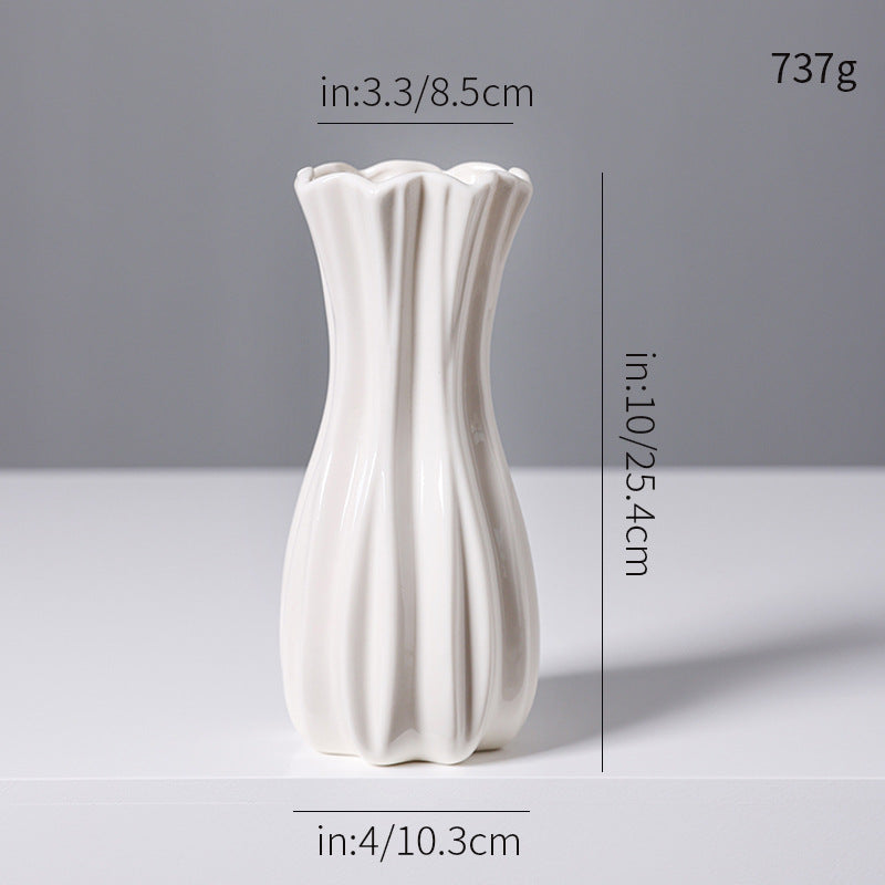 Elegant Fluted White Ceramic Vase Stornfeild