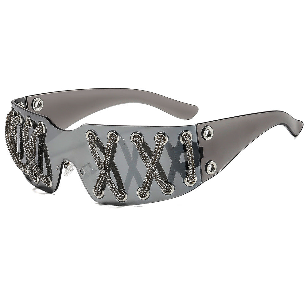 Women futuristic design sunglasses with unique decor Stornfield