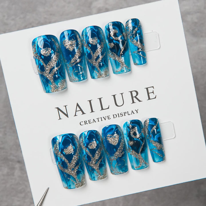 Artistic Glitter Press-On Nails