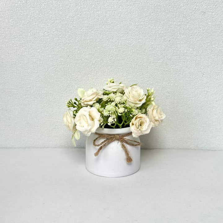 Lifelike Floral Bouquet in Decorative Pot for Home Decor