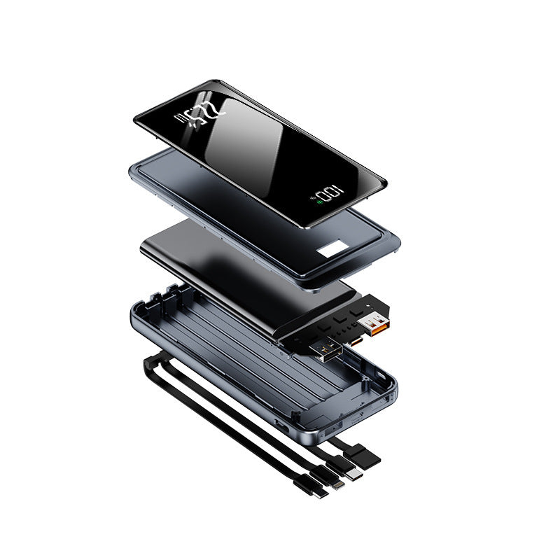 Portable Power Bank with Integrated Cable Management and Digital Charging Indicator Stornfield