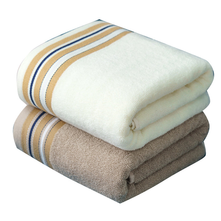 Highly absorbent luxury bath towel made of cotton terry with decorative stripes