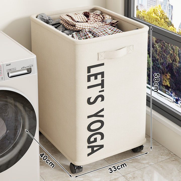 Tall Rectangular Canvas Laundry and Sports Storage Bin Set with Wheels