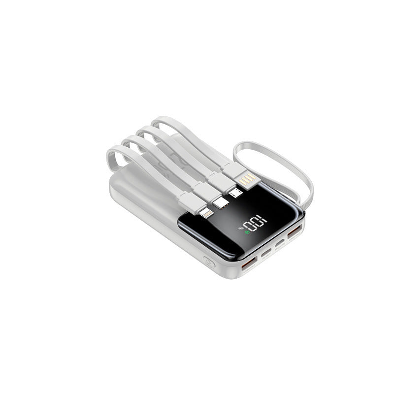 Portable power bank with multiple integrated charging cables and digital display Stornfield