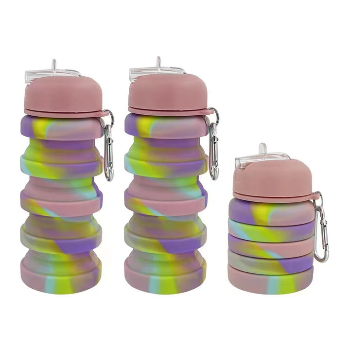 Women's foldable silicone drinking bottle with carabiner Stornfield