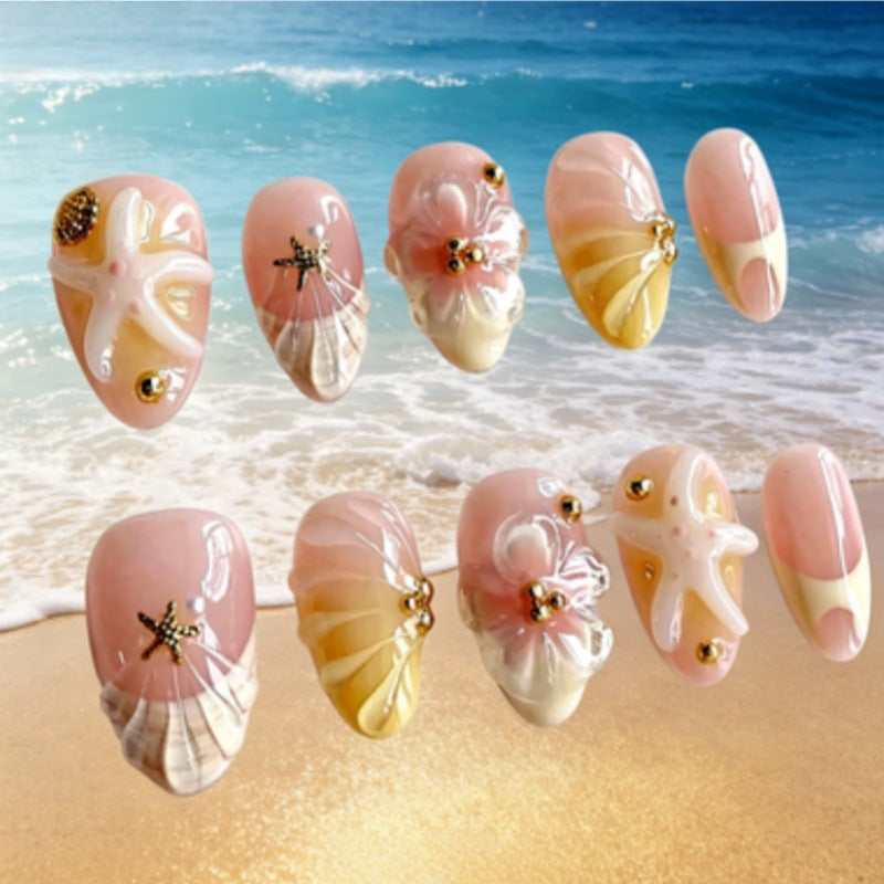 Artistic Press-On Nail Set with Unique Summer Designs Stornfield