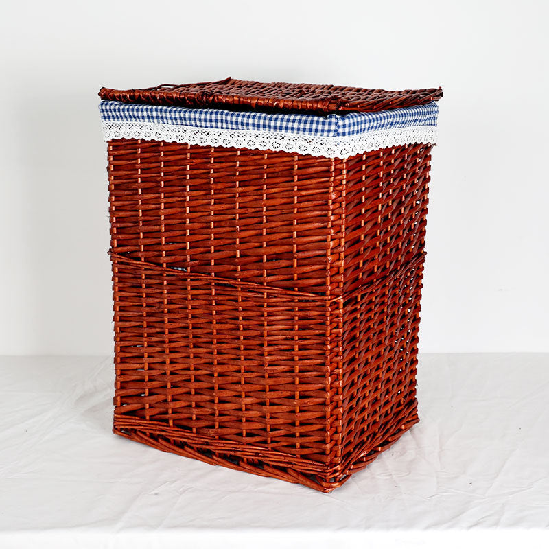 Ladies laundry basket with decorative fabric trim and practical lid Stornfield