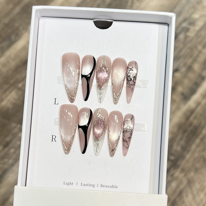 Decorative Floral Stiletto Press-On Nail Set Stornfield