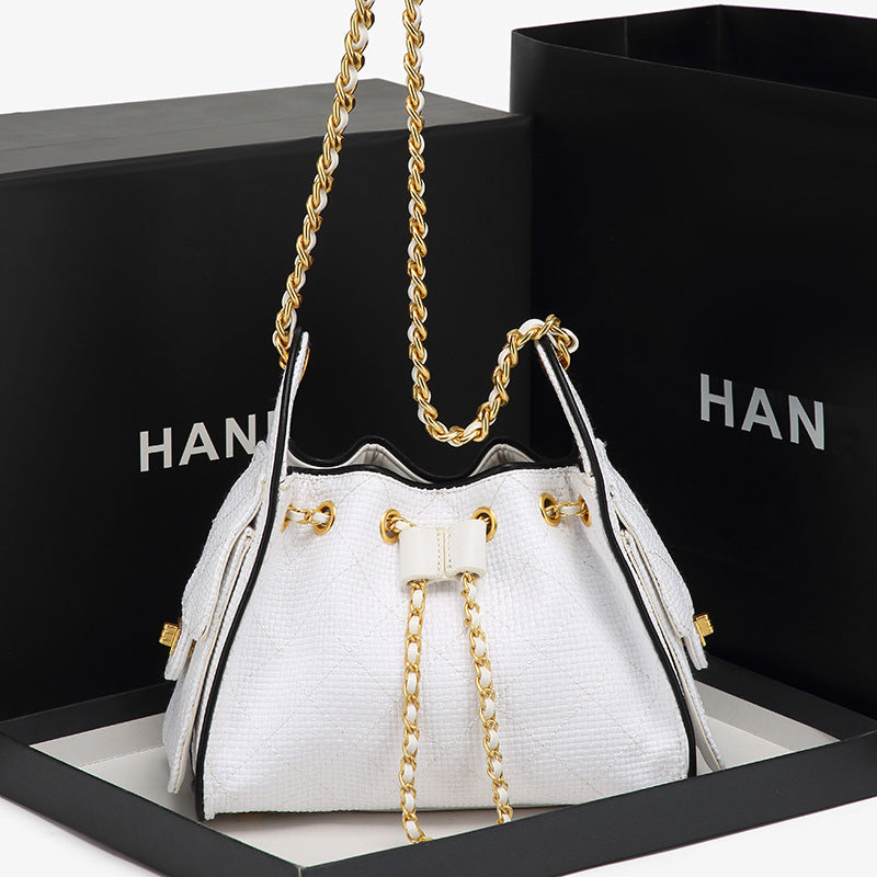 Quilted Drawstring Bucket Handbag