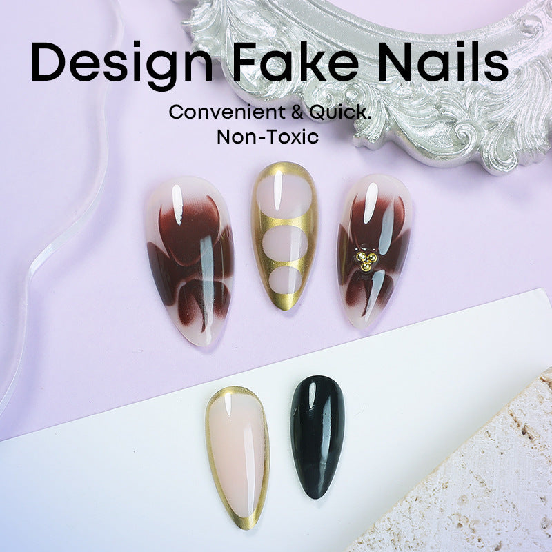 Acrylic nail set with elegant floral accents and luxurious details Stornfield