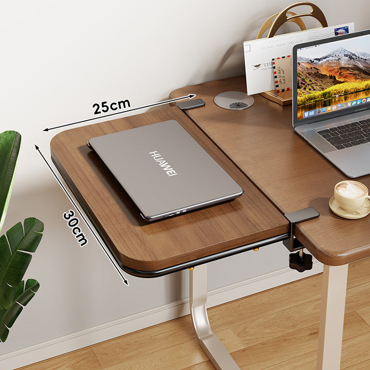 Clamp-On Bamboo Desk Extension Shelf with Adjustable Metal Clamp and Rounded Edge