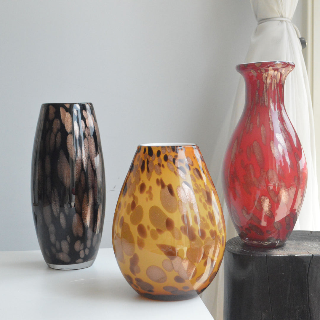 Handblown Speckled Glass Bulb Vase with Narrow Mouth and High-Gloss Finish Stornfield