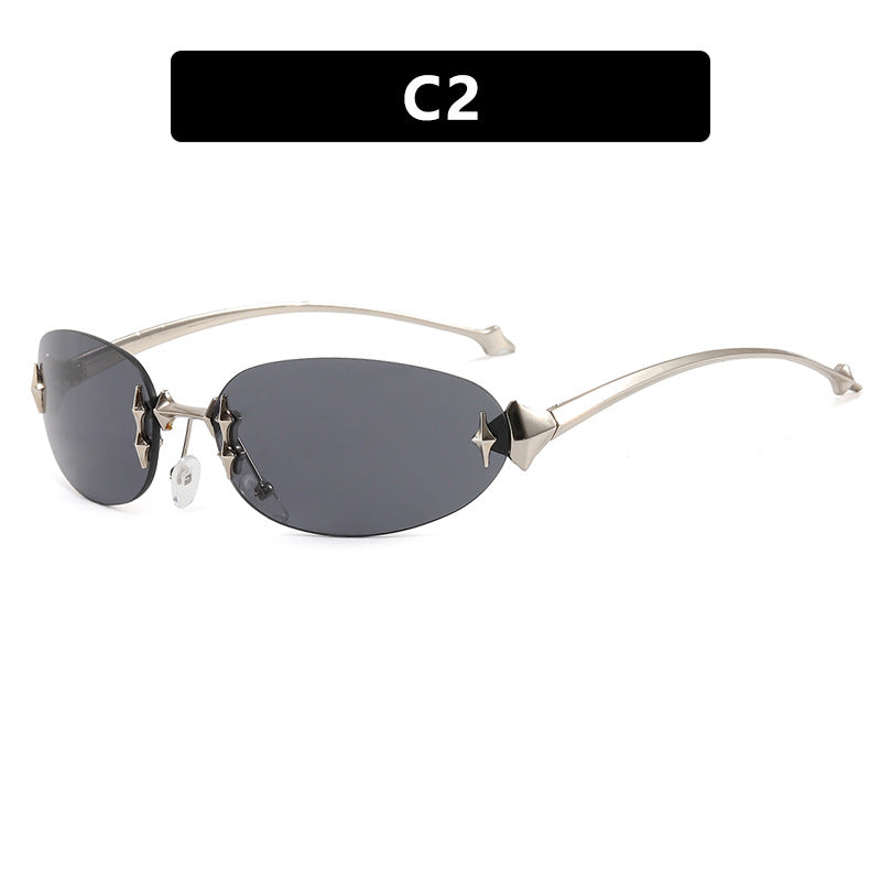 Ladies fashionable sunglasses in futuristic design with mirrored frame Stornfield