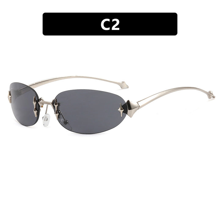 Ladies fashionable sunglasses in futuristic design with mirrored frame Stornfield
