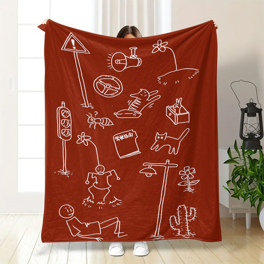 Fun Illustrated Plush Throw Blanket