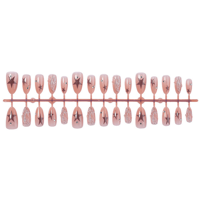 Artistic Press-On Nail Set with Star and Pearl Accents Stornfield