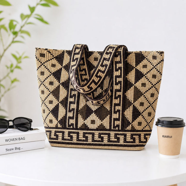 Handwoven Macrame Tote Bag with Geometric Pattern Stornfield