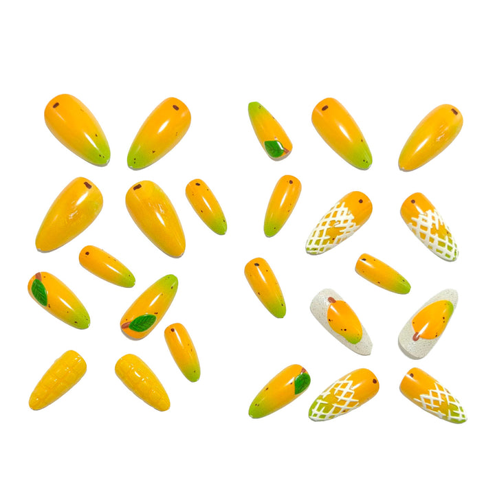 Creative artificial nails with colorful mango design Stornfield