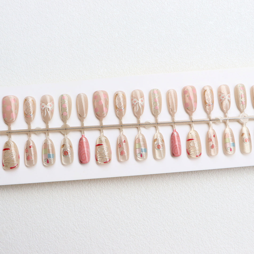 Decorative Press-On Nail Art Set with Artistic Designs Stornfield
