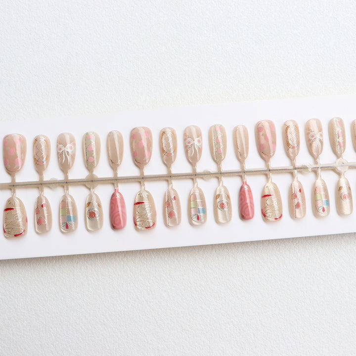 Decorative Press-On Nail Art Set with Artistic Designs Stornfield