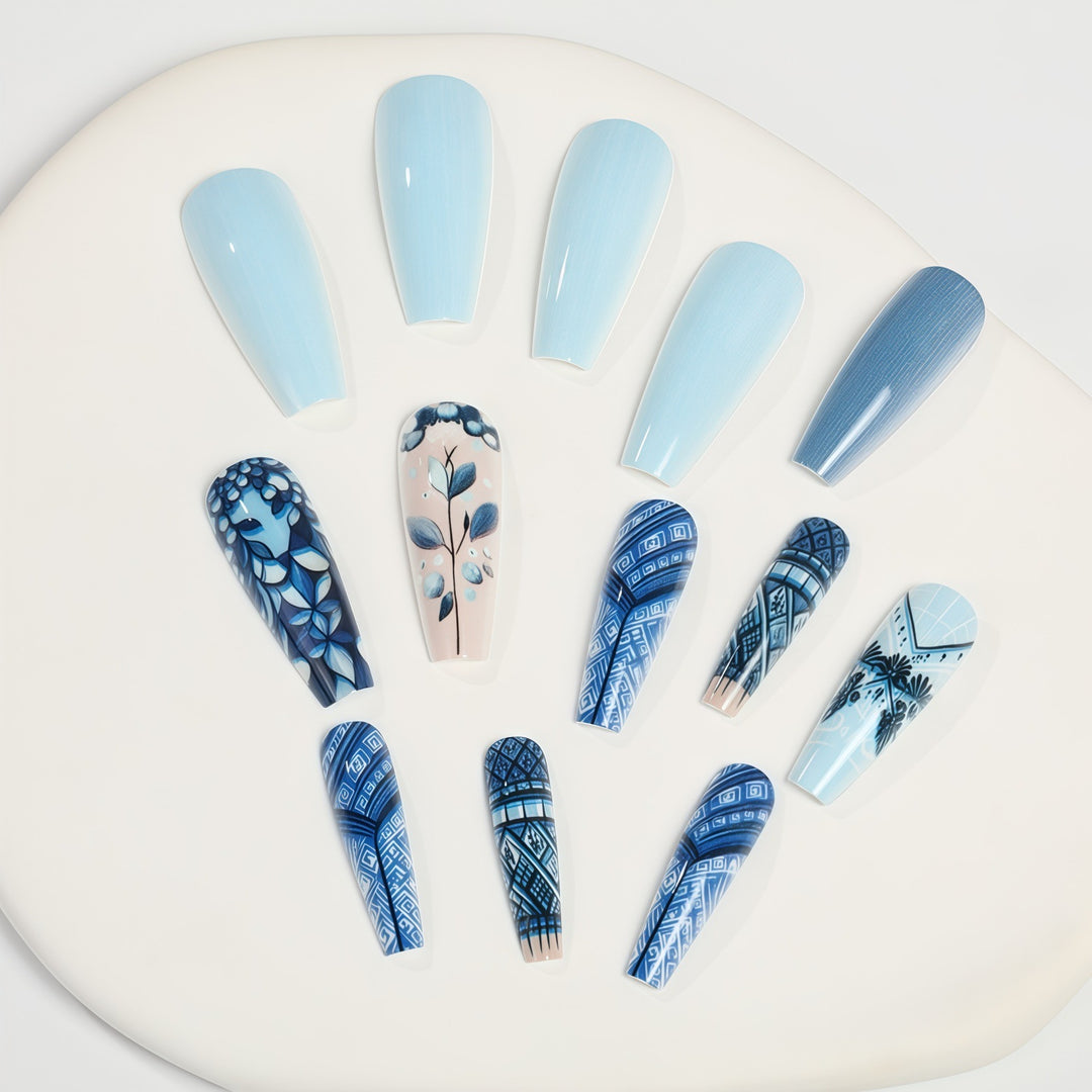Nail art with floral and geometric design Stornfield