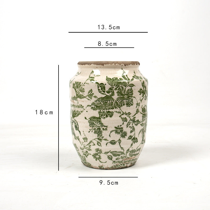 Floral ceramic flower pot with artistic pattern Stornfield