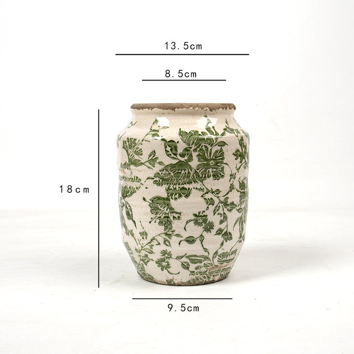 Floral ceramic flower pot with artistic pattern Stornfield