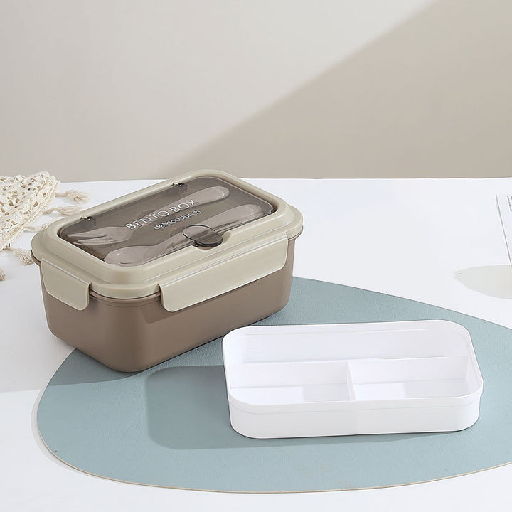 Multi-Compartment Bento Lunch Box with Integrated Utensils